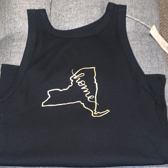 Handmade Designs on a new day brand Black Tank Top with Gold New York Design - Picture 1 of 10